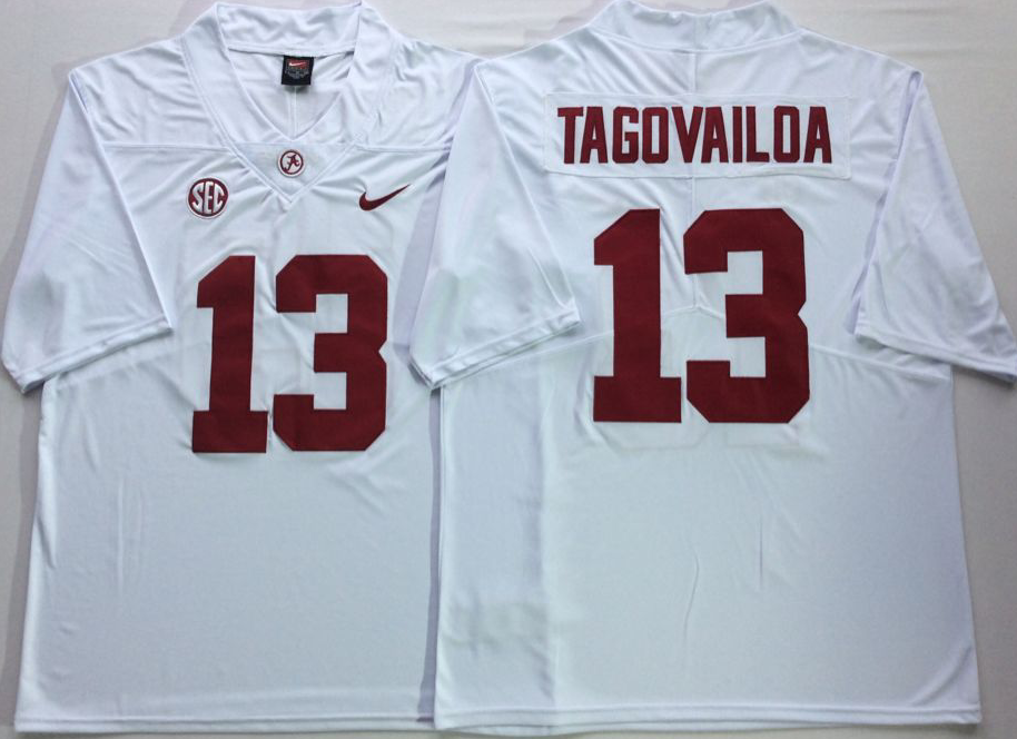 Men Alabama Crimson Tide #13 Tagovailoa White Nike NCAA Jerseys->ncaa teams->NCAA Jersey